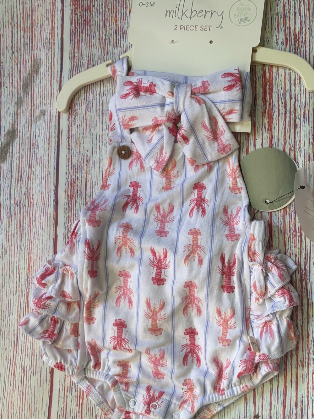 Milkberry One Piece with Bow of Rayon Bamboo. Size 0-3 Mos.